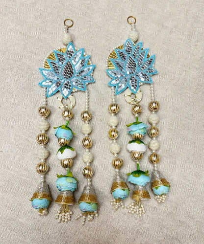Blue Lotus Pearl Wall Hanging Pair