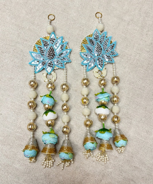 Blue Lotus Pearl Wall Hanging Pair