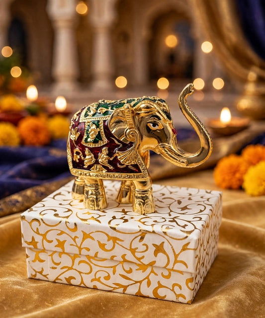Golden Meenakari Lucky Elephant