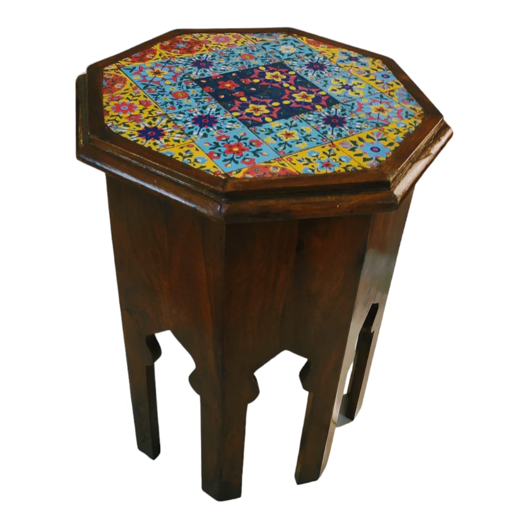 Octagonal Tile Fitted Stool Dark Brown