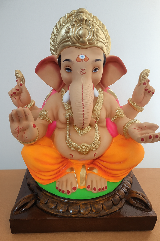 15'' Eco-Friendly Clay Ganpati : HandPainted