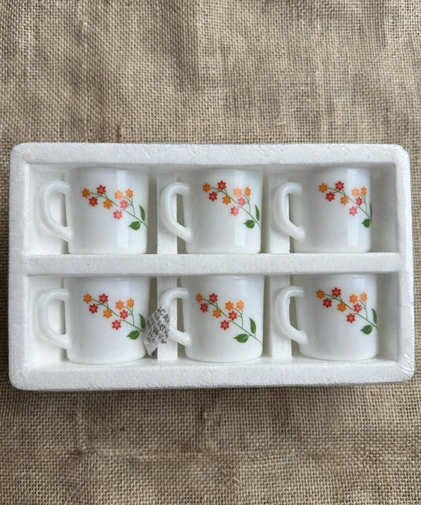 Floral White Tea Cup Set 6 Pcs