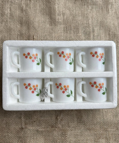 Floral White Tea Cup Set 6 Pcs