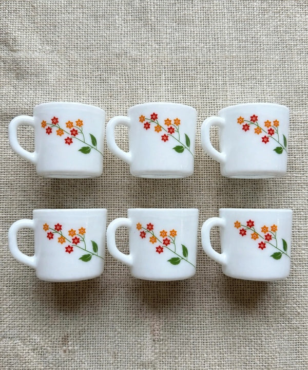 Floral White Tea Cup Set 6 Pcs