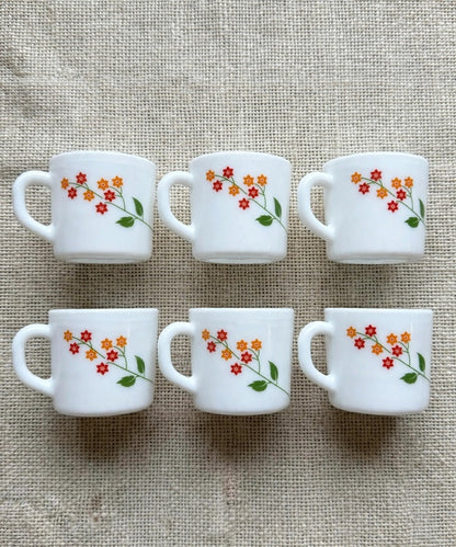 Floral White Tea Cup Set 6 Pcs