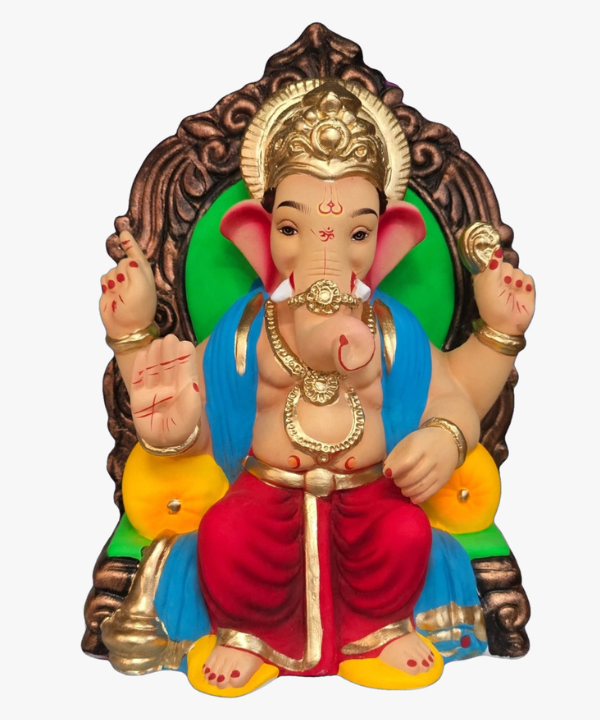 15 Inch Lalbaug Raja Style Clay Ganesha Idol