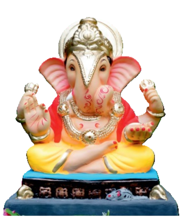 15 Inch Dagdu Seth Ganpati Idol - Fully Painted Yellow Dhoti