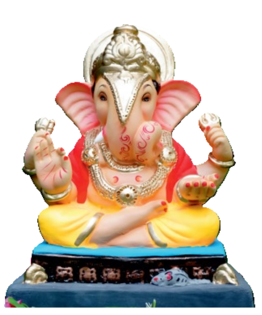 15 Inch Dagdu Seth Ganpati Idol - Fully Painted Yellow Dhoti