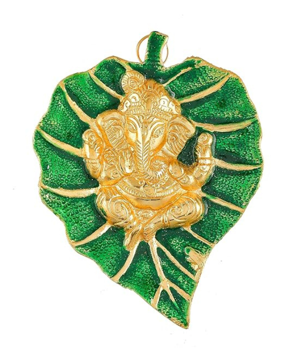 Ganesha Wall Hanging on Green Leaf