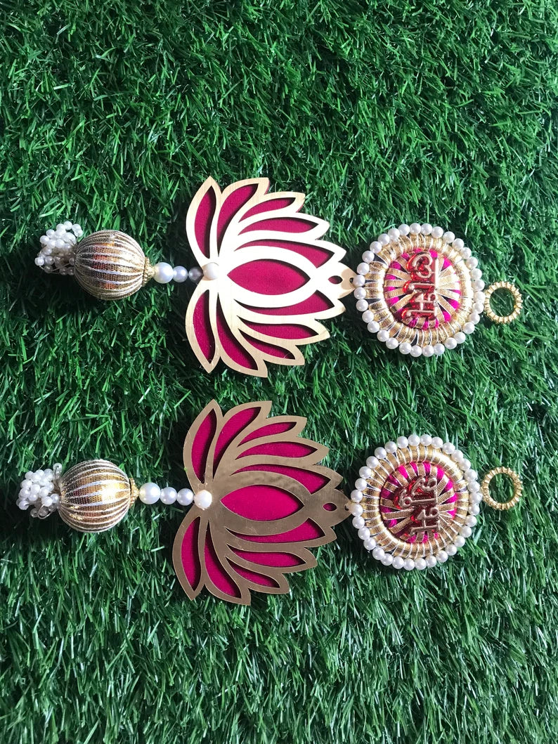 Shubh Labh  With Lotus hanging pair