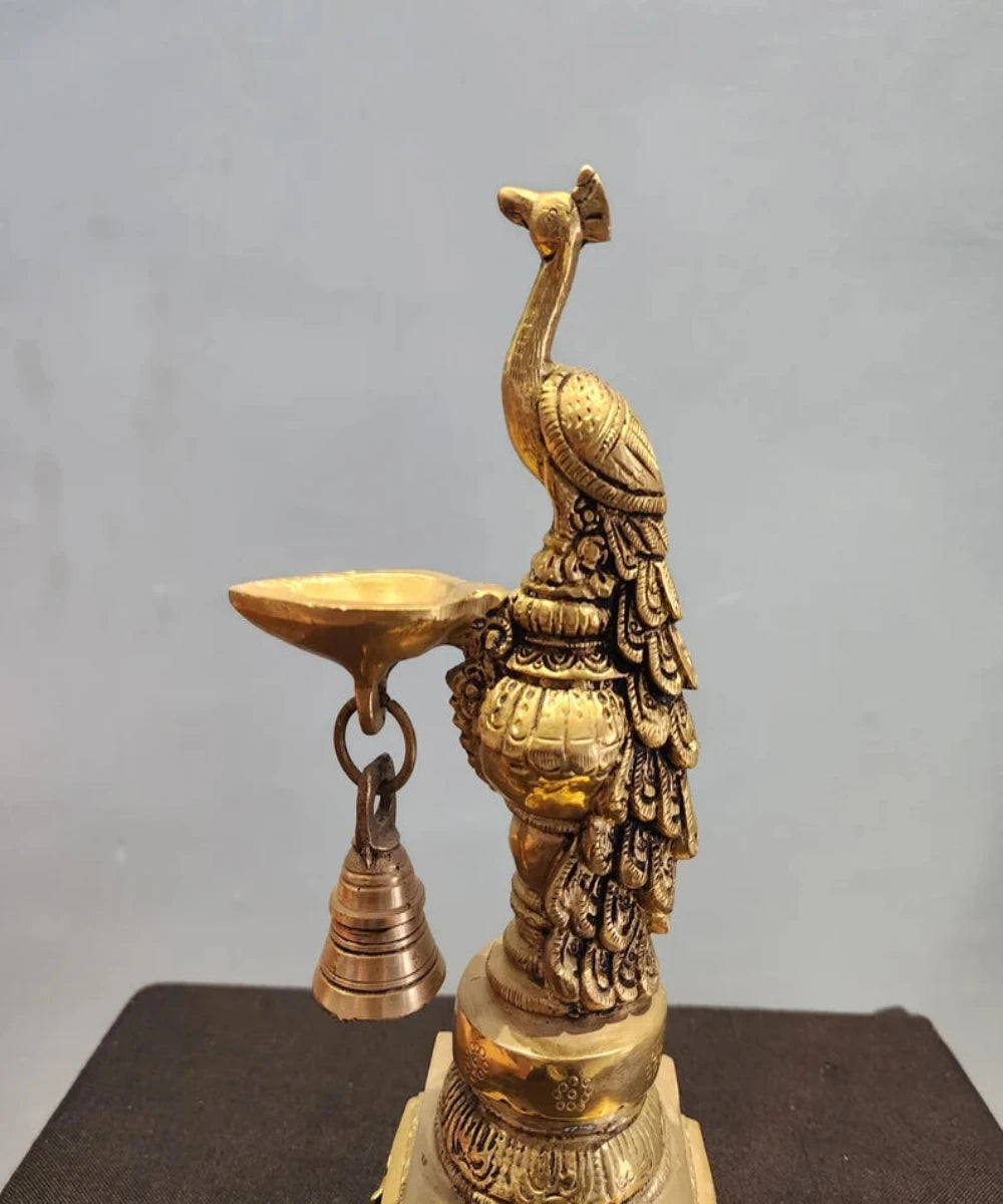 Black Antique Brass Peacock Diya