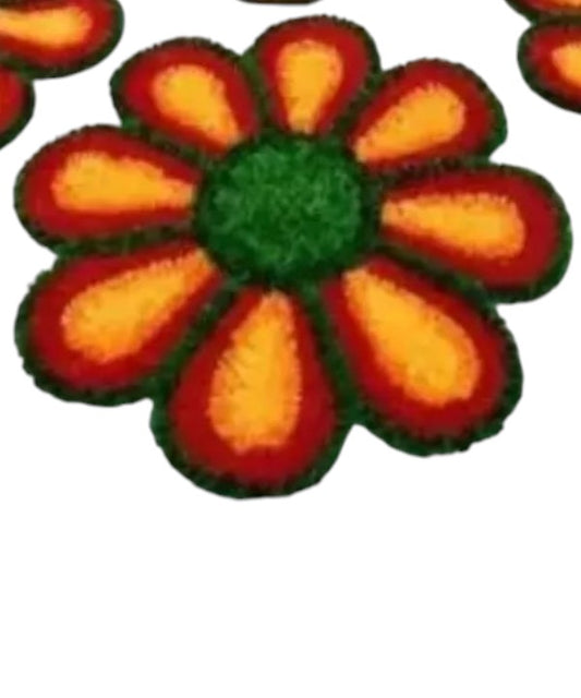 Orange Floral Rangoli Mat