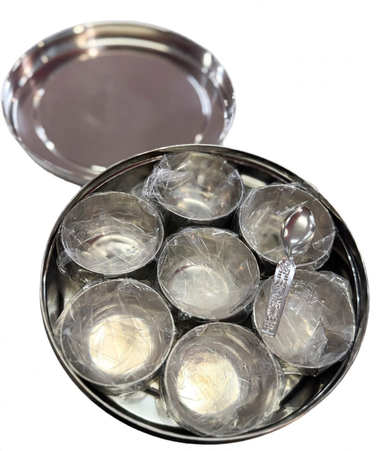 Stainless Steel Masala Dabba 7 Compartments with Spoon 18cm