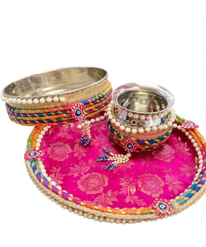Karwa Chauth Thali Set Pink