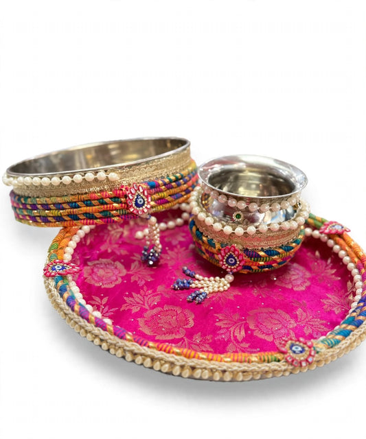 Karwa Chauth Thali Set Pink