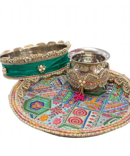 Karwa Chauth Thali Set Green