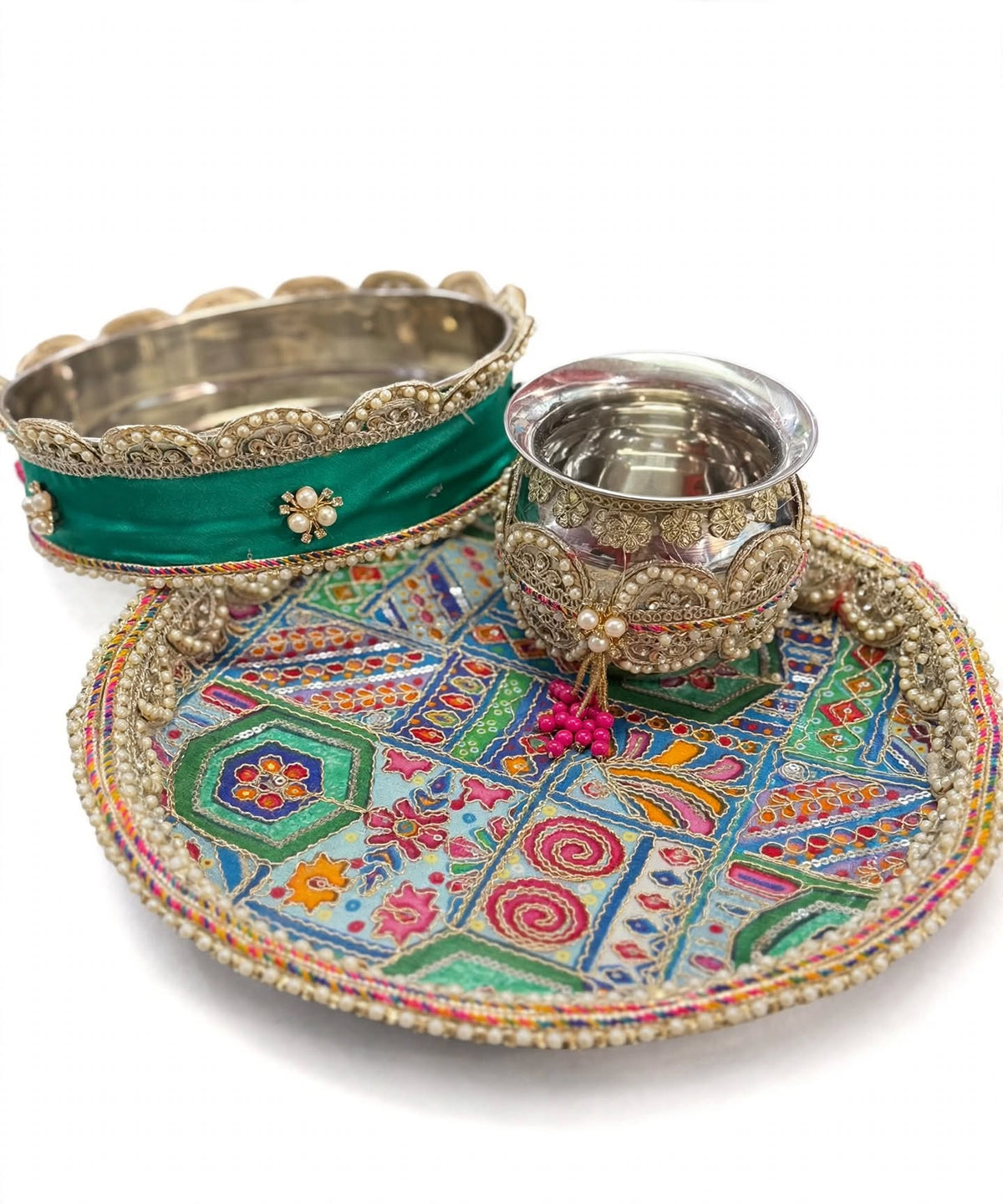 Karwa Chauth Thali Set Green