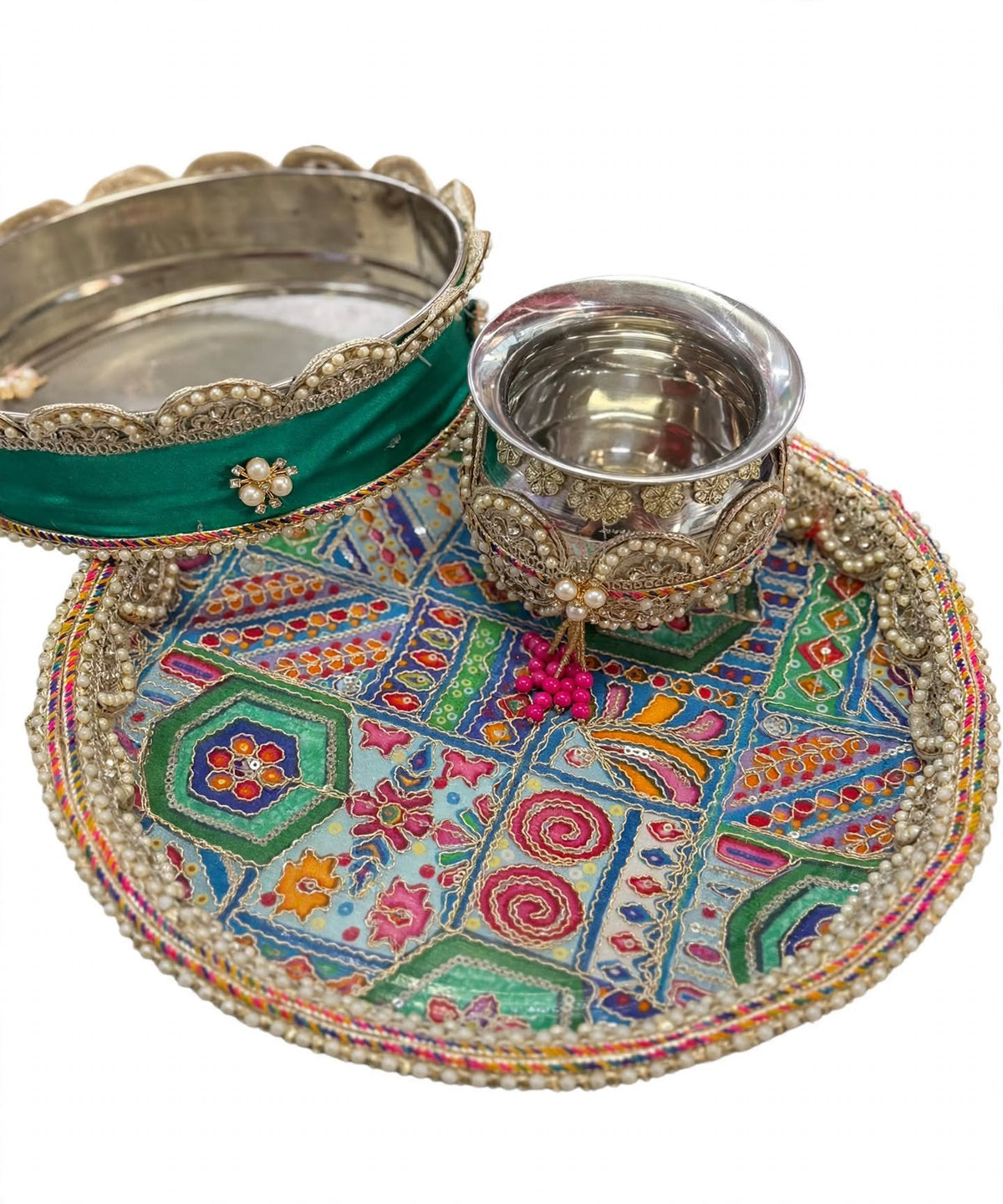 Karwa Chauth Thali Set Green