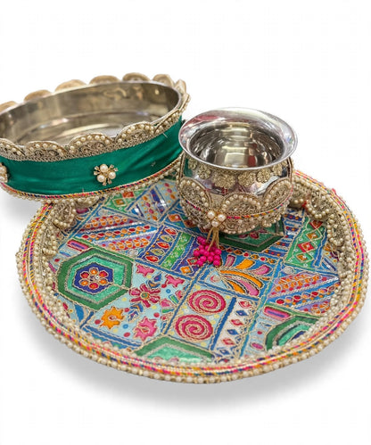 Karwa Chauth Thali Set Green
