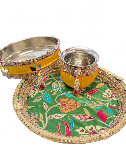 Karwa Chauth Thali Set Yellow Green