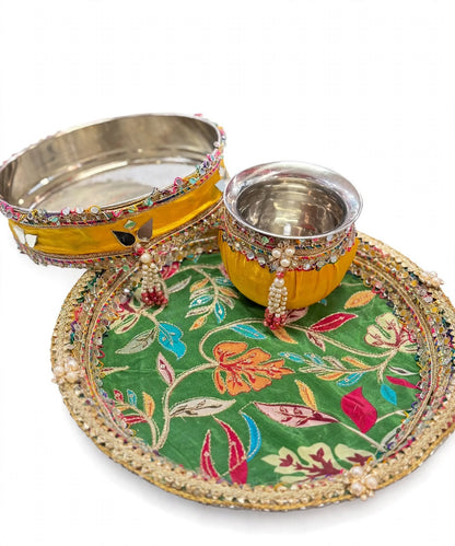Karwa Chauth Thali Set Yellow Green
