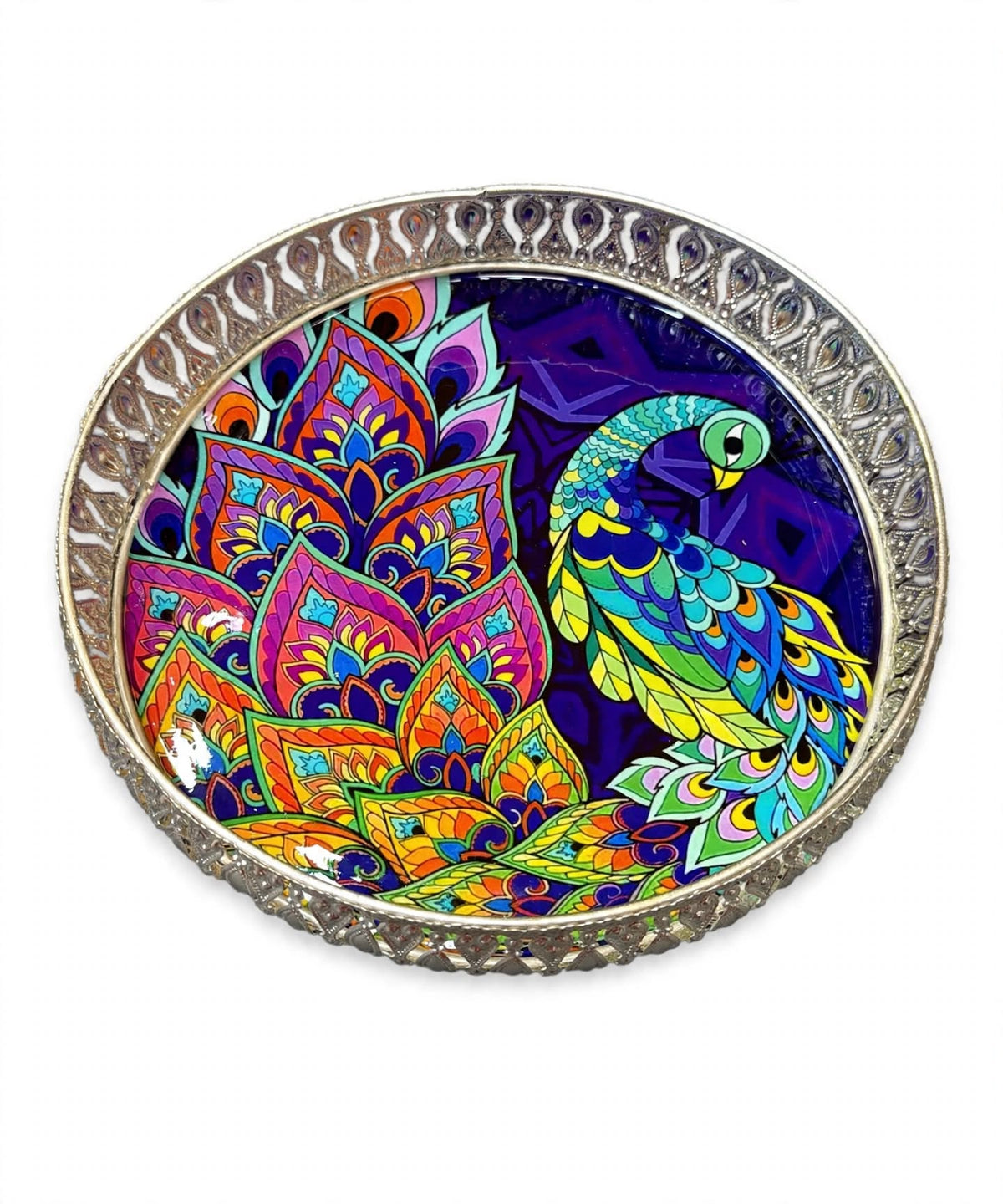 Decorative Serving Tray – Peacock Design