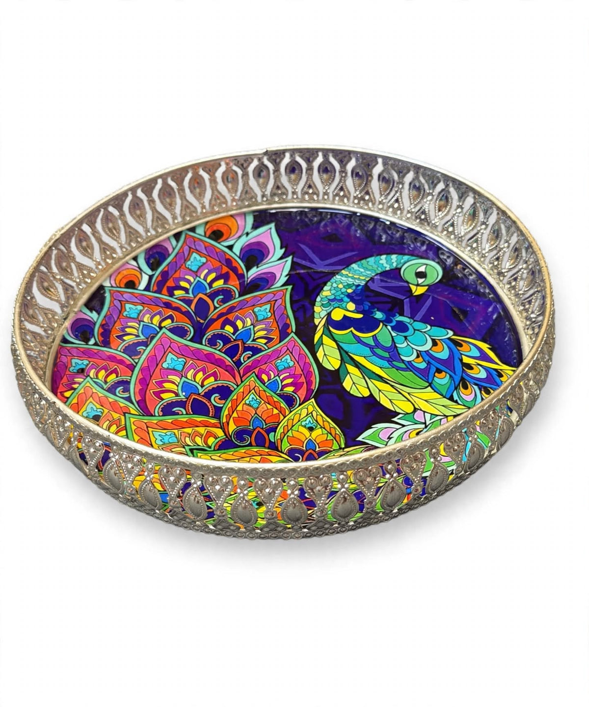 Decorative Serving Tray – Peacock Design