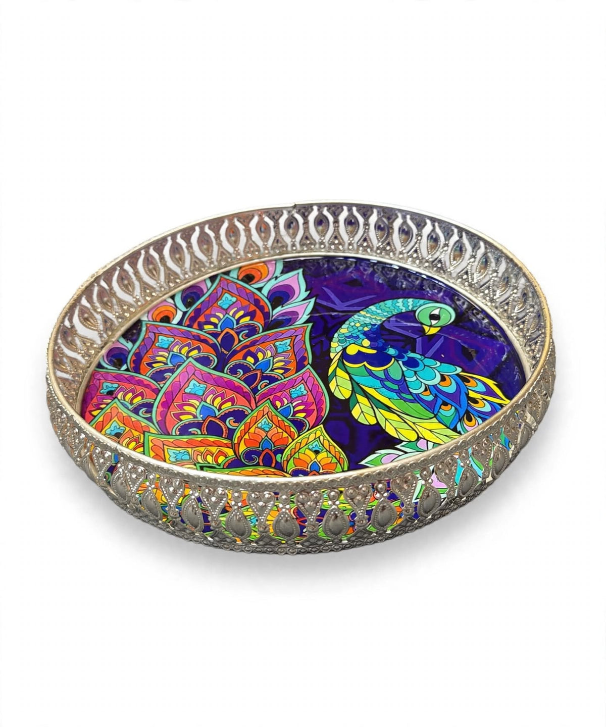 Decorative Serving Tray – Peacock Design