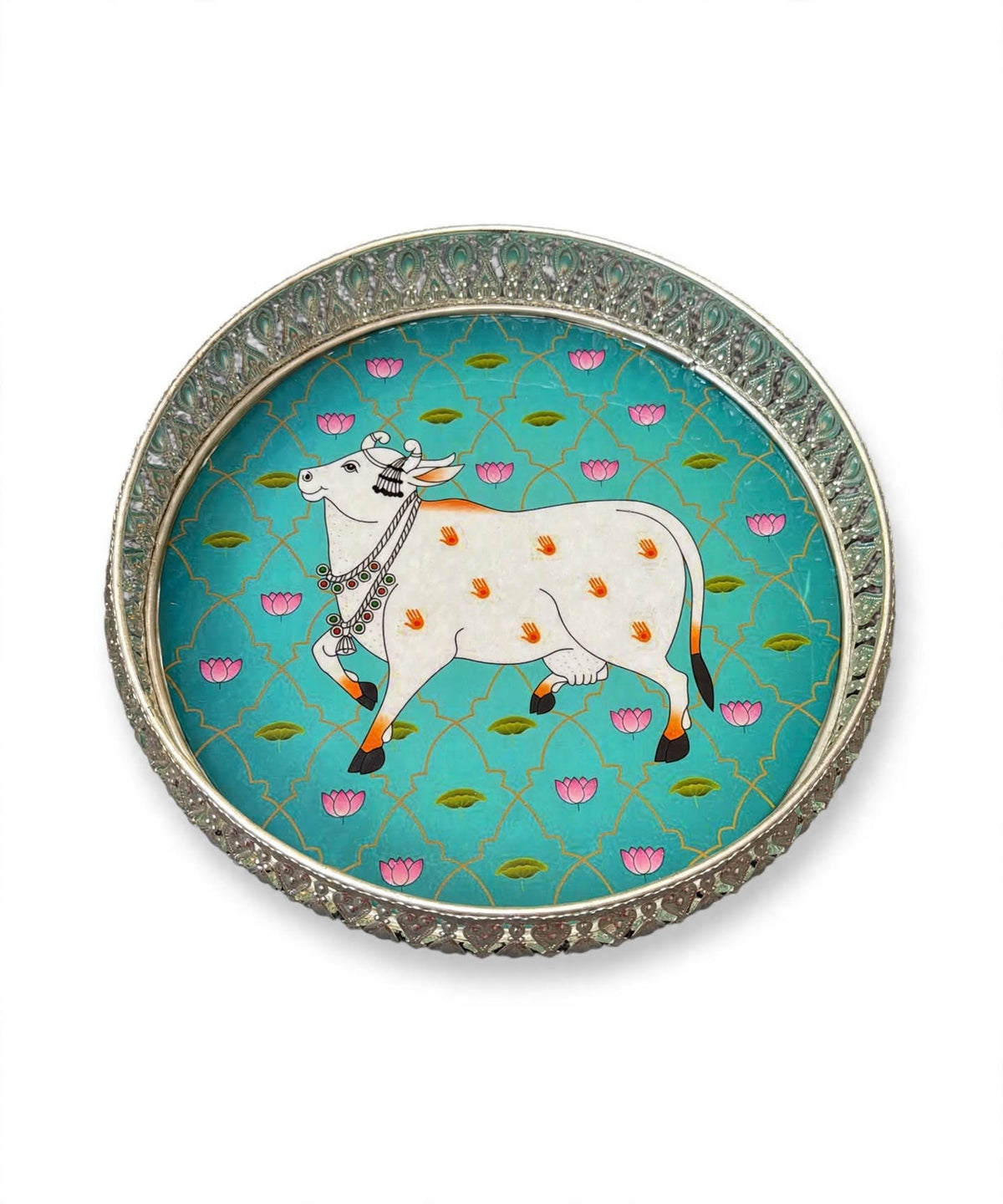 Decorative Serving Tray – Kamdhenu Cow Design