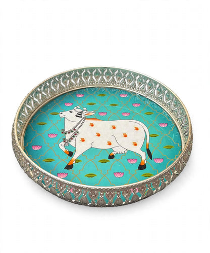 Decorative Serving Tray – Kamdhenu Cow Design