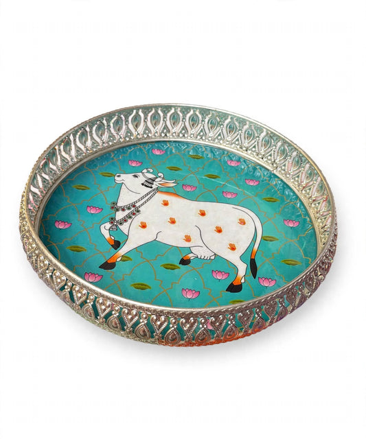 Decorative Serving Tray – Kamdhenu Cow Design