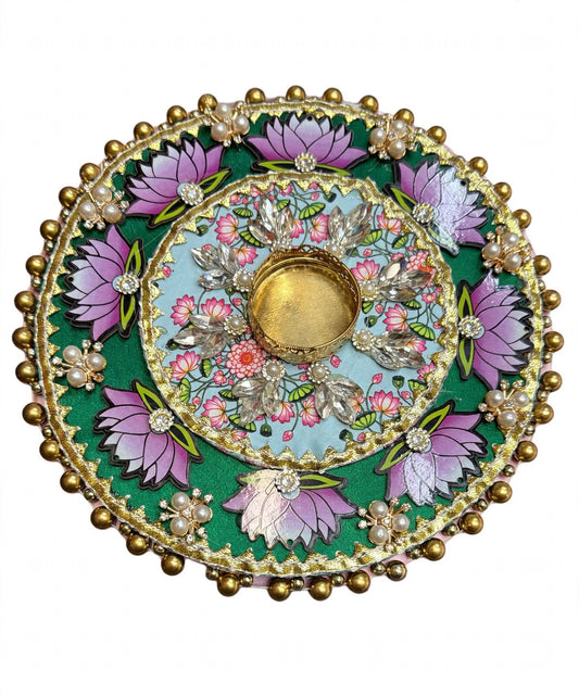 Green Purple Lotus Tealight Holder