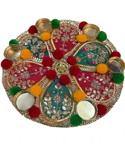 1pc Round PomPom Rangoli Tea Light Candle Holder