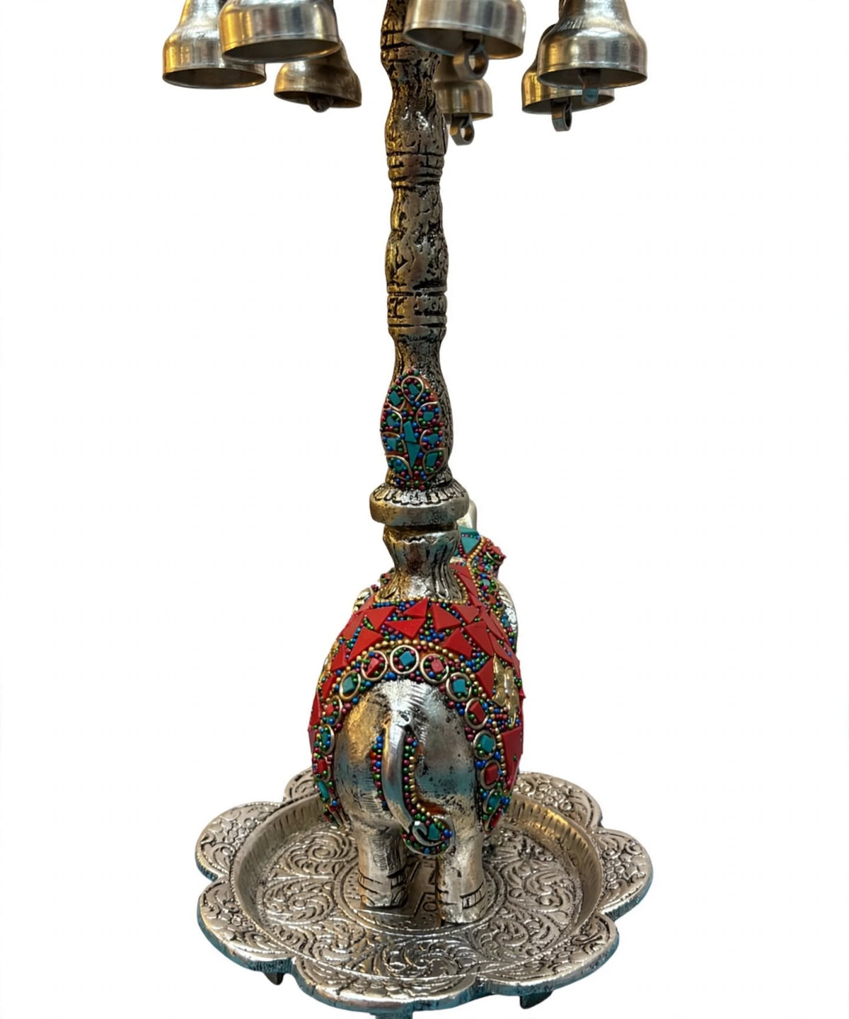 Elephant Peacock Samai Diya with Bells