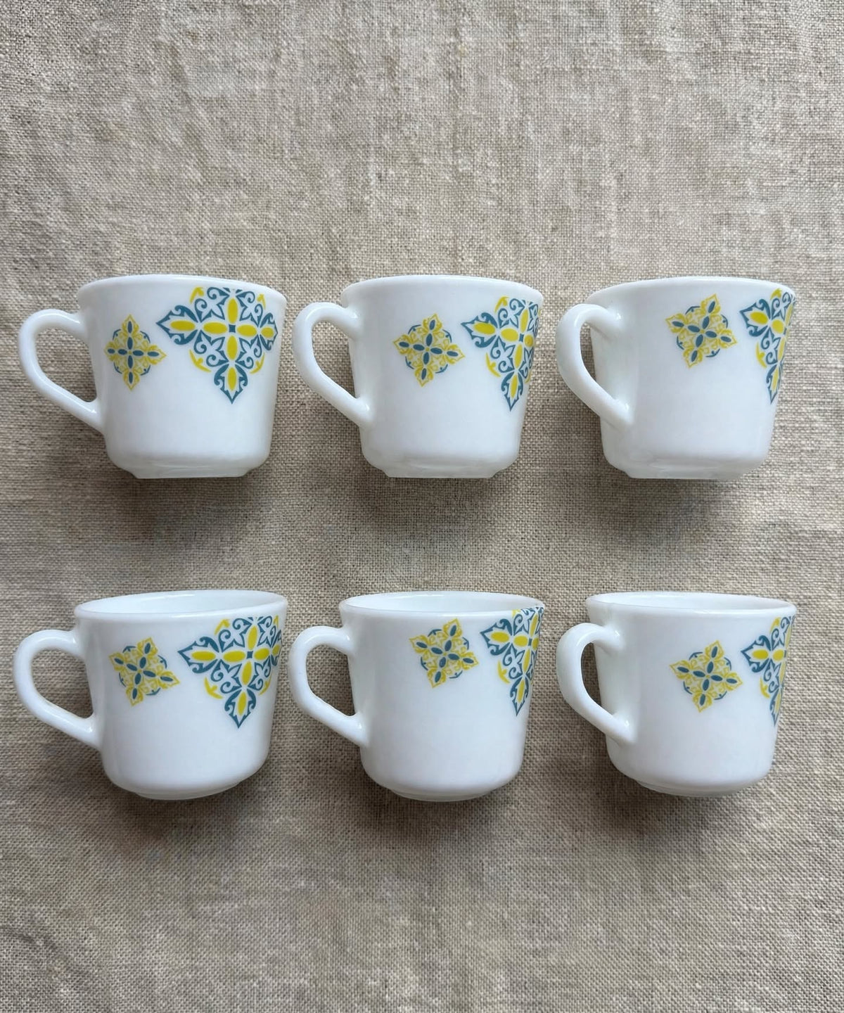 Mosaic Blue Yellow Tea Cup Set 6 Pcs