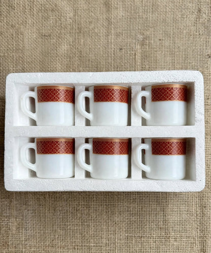 Maroon Gold Tea Cup Set 6 Pcs