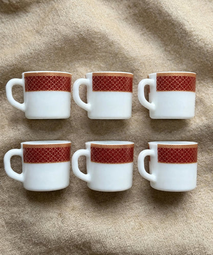 Maroon Gold Tea Cup Set 6 Pcs