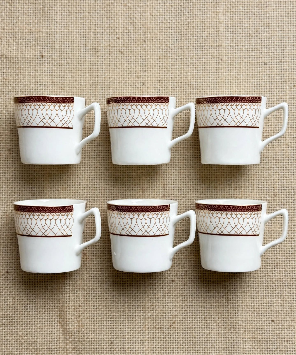 Brown Gold Lattice Cup Set 6 Pcs
