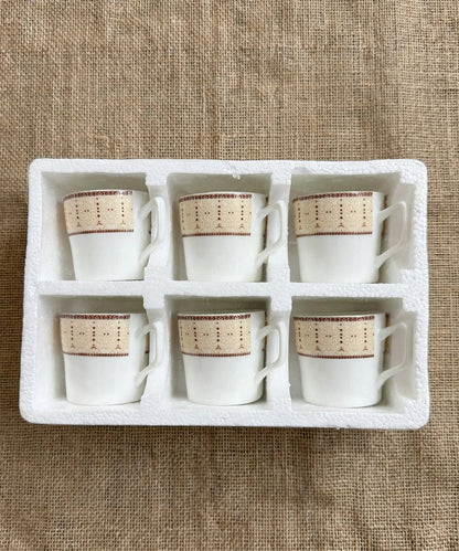Beige Royal Scroll Cup Set 6 Pcs