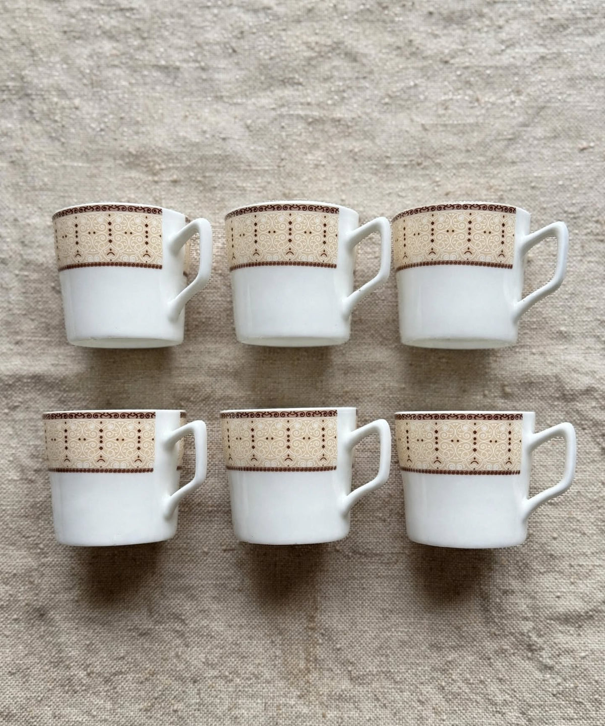 Beige Royal Scroll Cup Set 6 Pcs
