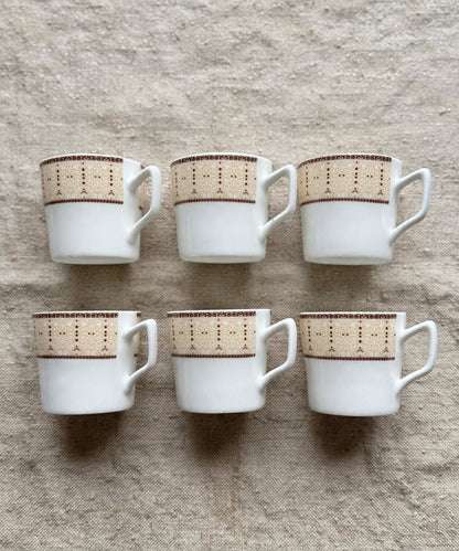 Beige Royal Scroll Cup Set 6 Pcs