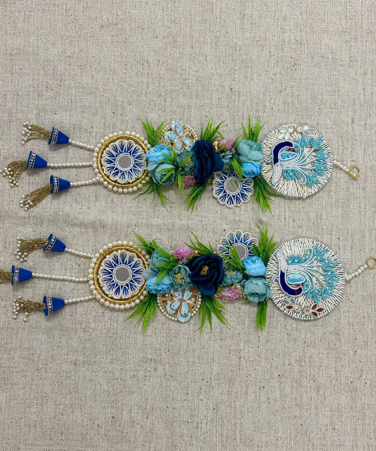 Blue Peacock Door Toran Wall Hanging Pair