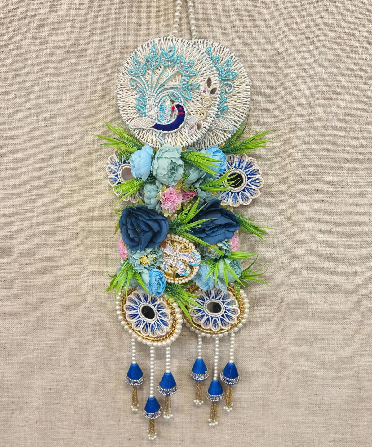 Blue Peacock Door Toran Wall Hanging Pair