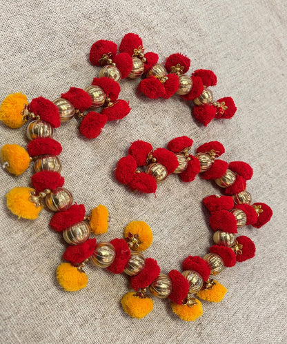 Red Yellow Pom Pom Toran for Door