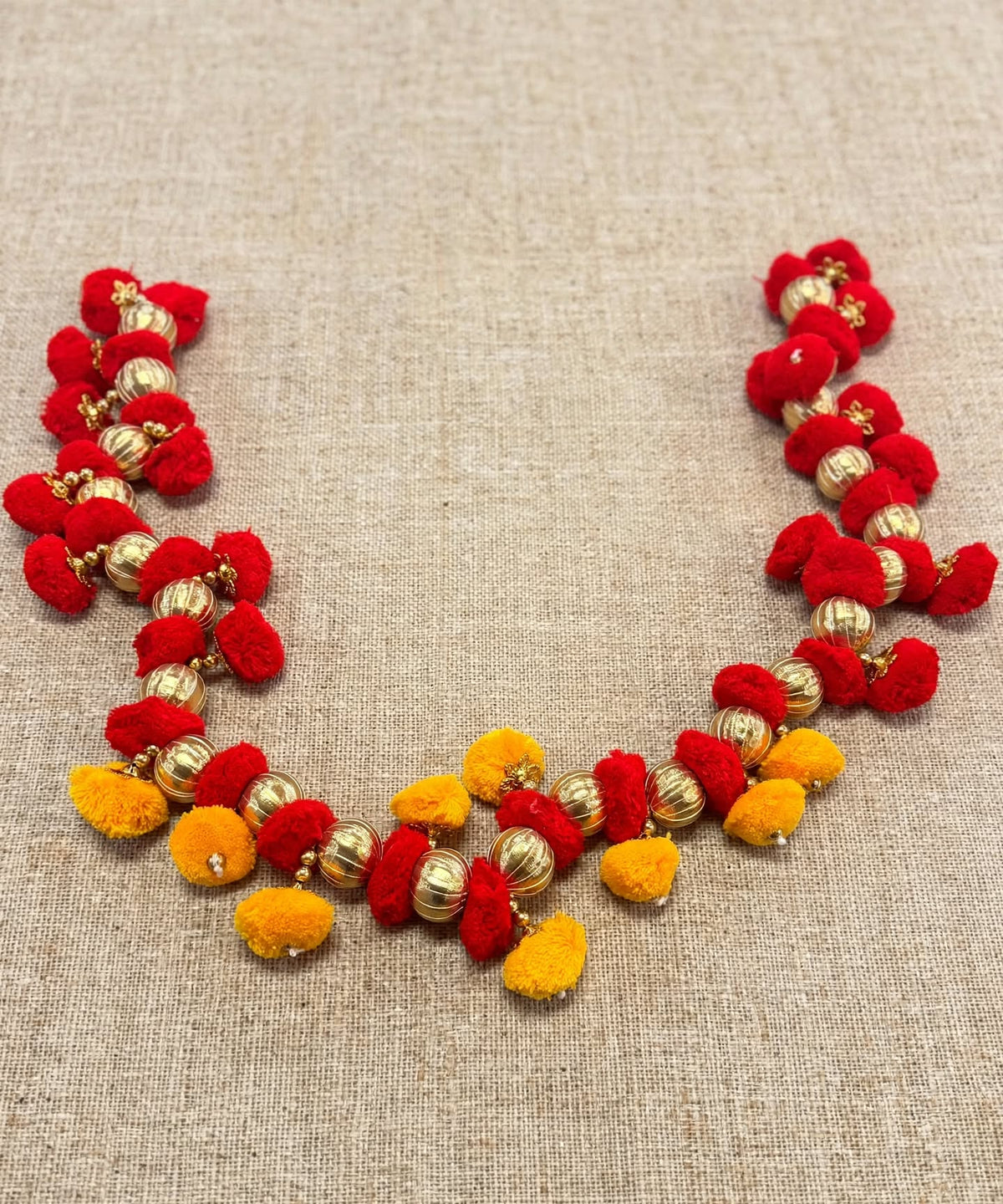 Red Yellow Pom Pom Toran for Door
