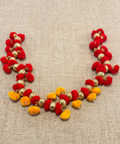 Red Yellow Pom Pom Toran for Door