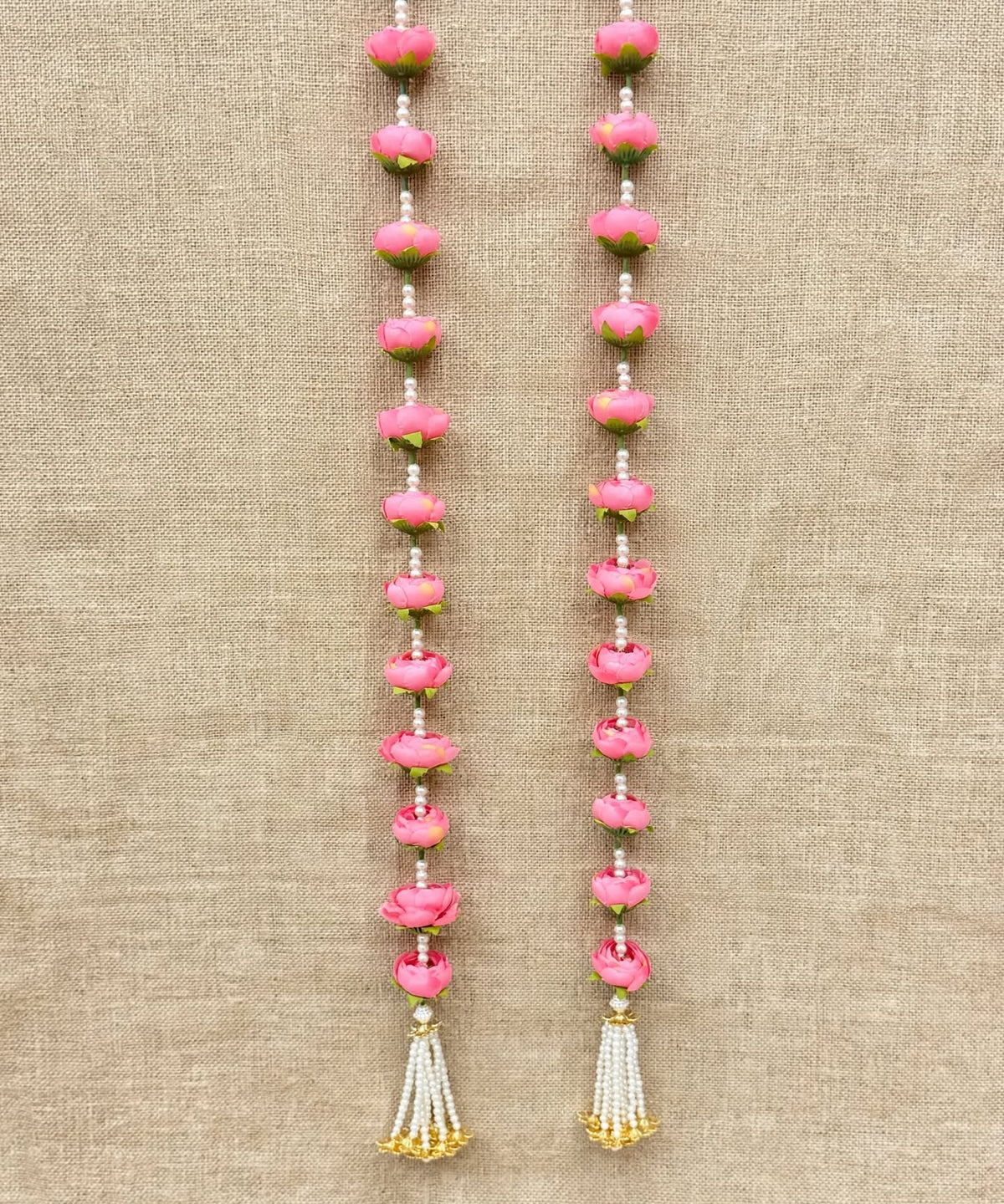 Handmade Pink Lotus Rose Garlands Set of 2