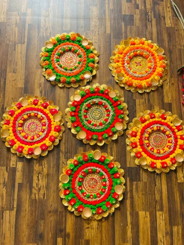 1 pc Rangoli Mat with Tea Light Set