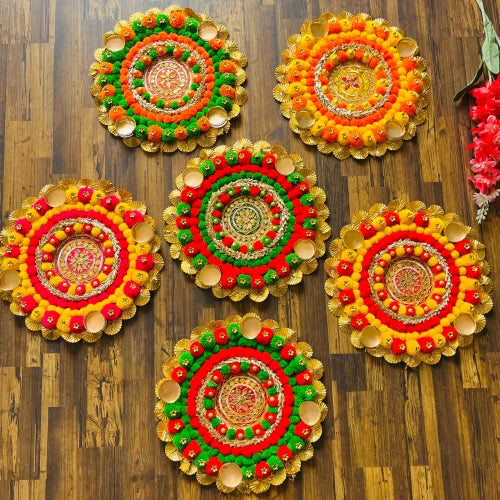 1 pc Rangoli Mat with Tea Light Set