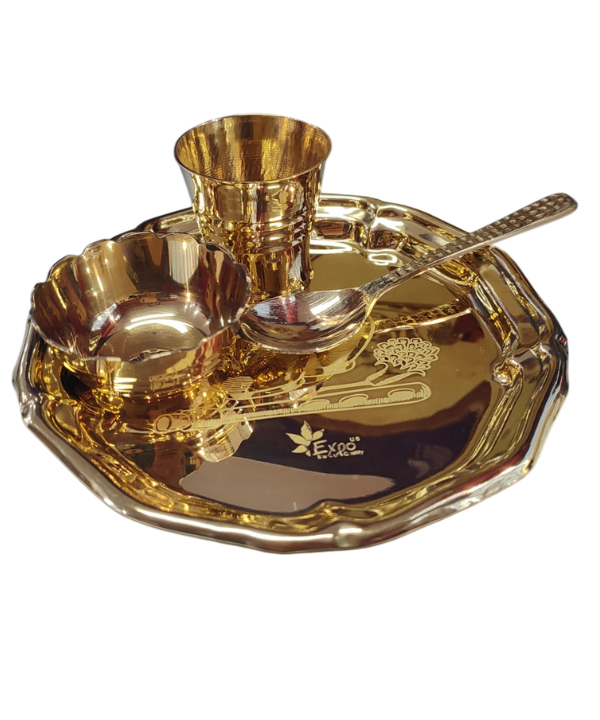 Pure Brass Laddu Gopal Bhog Thali Set - 4 Pcs